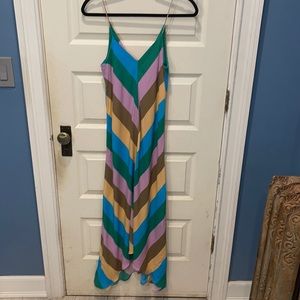 Tibi Blue Julian Diagonal-striped Crepe Slip Dress